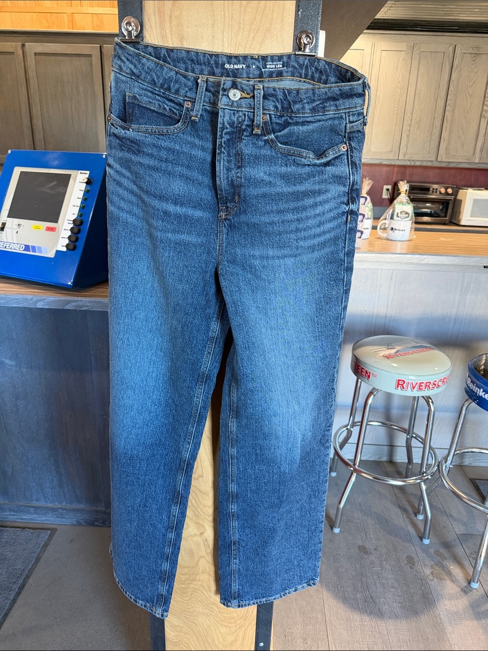 Old Navy Woman’s Straight Jeans in Medium Blue Wash